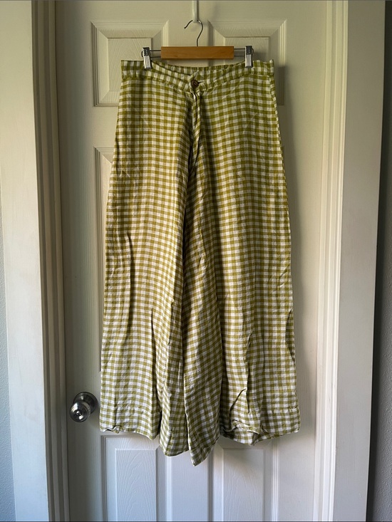 Handmade Pants - Custom Made 100% Linen Gingham Ultra Wide Leg Pants